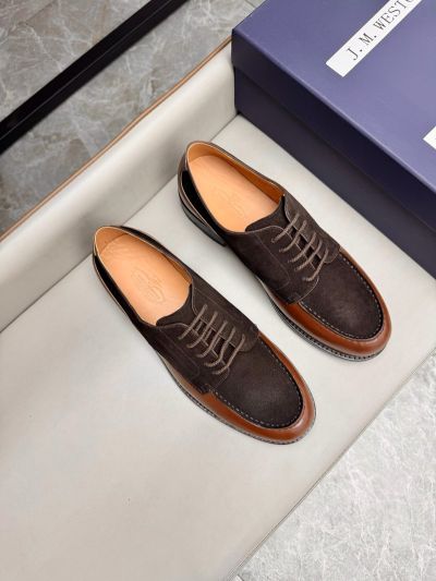 J.M.WESTON Dark brown calfskin Leather Shoes-J.M.WESTON Man Business Leather Shoes